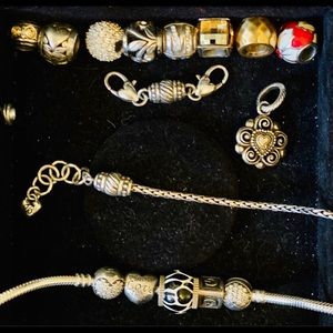14 Pandora/Brighton Charms-2 Bracelets-Pandora box